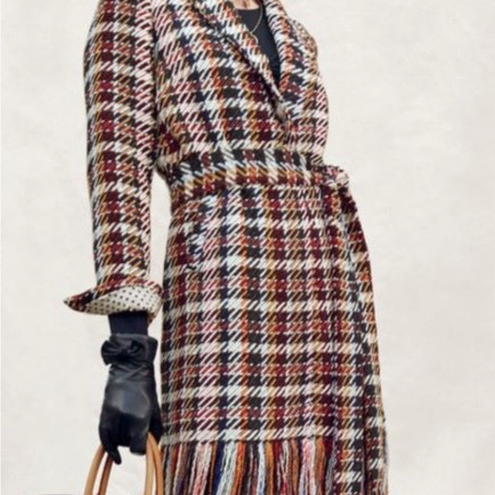 CAbi Red and Brown Pea Coat Elegant Outerwear